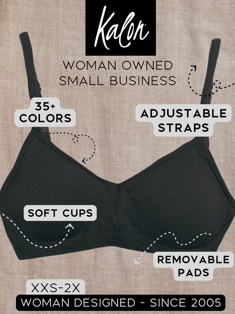 Kalon Womenâ€™s 4 Pack Demi Padded Bralette Wireless Comfortable Bra (S/M Busty, 4PK Black) - Image 4